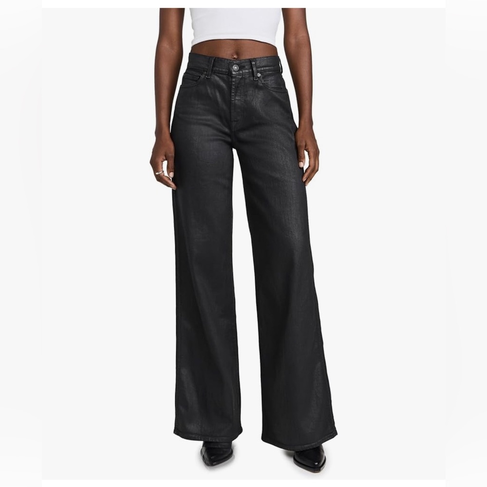 7 For All Mankind‎ Lotta Wide-Leg Coated black Jeans Size 26